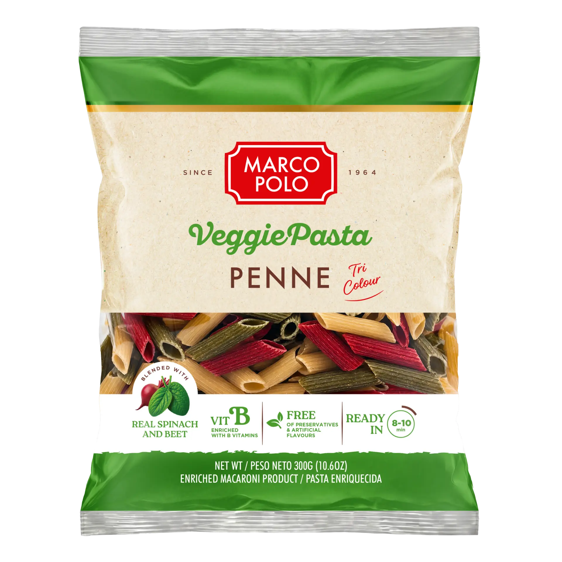 Veggie Pasta Penne Tri Colour · 300g pack